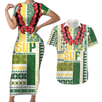 Samoa Uniting Party Couples Matching Short Sleeve Bodycon Dress and Hawaiian Shirt SUP Est 2025 Siapo Pattern - Polynesian Pride