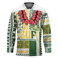 Samoa Uniting Party Hockey Jersey SUP Est 2025 Siapo Pattern LT14 Unisex White - Polynesian Pride