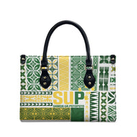 Samoa Uniting Party Leather Bag SUP Est 2025 Siapo Pattern - Polynesian Pride