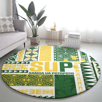 Samoa Uniting Party Round Carpet SUP Est 2025 Siapo Pattern - Polynesian Pride