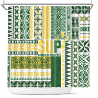Samoa Uniting Party Shower Curtain SUP Est 2025 Siapo Pattern - Polynesian Pride