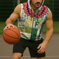 Samoa Uniting Party Sleeveless Zip Hoodie SUP Est 2025 Siapo Pattern LT14 - Polynesian Pride