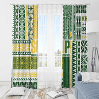 Samoa Uniting Party Window Curtain SUP Est 2025 Siapo Pattern - Polynesian Pride