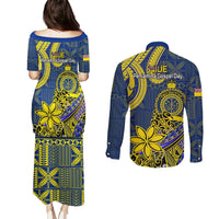Niue Peniamina Gospel Day Couples Matching Puletasi Dress and Long Sleeve Button Shirts Unique Niean Hiapo LT14 - Polynesian Pride