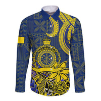 Niue Peniamina Gospel Day Long Sleeve Button Shirt Unique Niean Hiapo LT14 Unisex Blue - Polynesian Pride