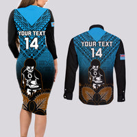 Custom Fiji Tapa Rugby Couples Matching Long Sleeve Bodycon Dress and Long Sleeve Button Shirts Pacific 2023 Go Fijian Bati LT14 - Polynesian Pride