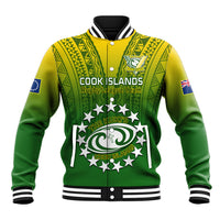 Custom Cook Islands Rugby Baseball Jacket Pacific 2023 Go The Kukis LT14 Unisex Green - Polynesian Pride