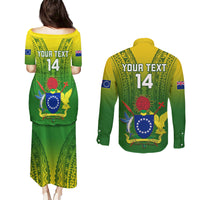 Custom Cook Islands Rugby Couples Matching Puletasi Dress and Long Sleeve Button Shirts Pacific 2023 Go The Kukis LT14 - Polynesian Pride