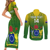 Custom Cook Islands Rugby Couples Matching Short Sleeve Bodycon Dress and Long Sleeve Button Shirts Pacific 2023 Go The Kukis LT14 - Polynesian Pride