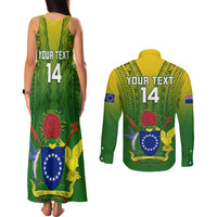Custom Cook Islands Rugby Couples Matching Tank Maxi Dress and Long Sleeve Button Shirts Pacific 2023 Go The Kukis LT14 - Polynesian Pride