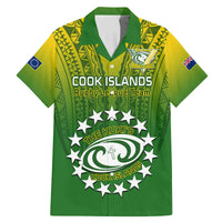 Custom Cook Islands Rugby Family Matching Mermaid Dress and Hawaiian Shirt Pacific 2023 Go The Kukis LT14 Dad's Shirt - Short Sleeve Green - Polynesian Pride