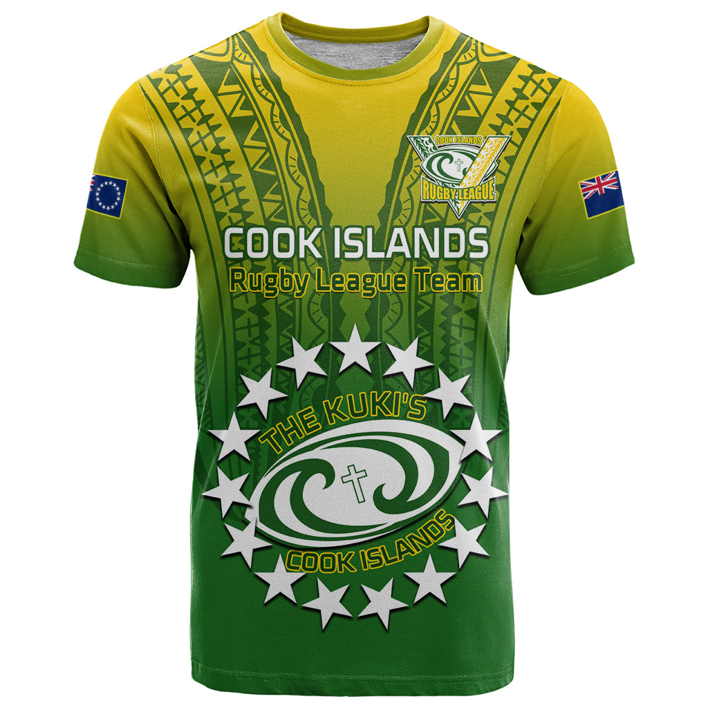 Custom Cook Islands Rugby T Shirt Pacific 2023 Go The Kukis LT14 Green - Polynesian Pride