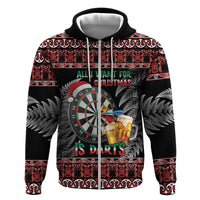All I Want For Christmas Is Darts New Zealand Hoodie LT14 Zip Hoodie Black - Polynesian Pride