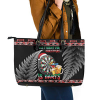 All I Want For Christmas Is Darts New Zealand Leather Tote Bag LT14 - Polynesian Pride