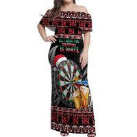 All I Want For Christmas Is Darts New Zealand Off Shoulder Maxi Dress LT14 Women Black - Polynesian Pride