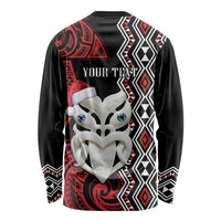 Personalised New Zealand Christmas Long Sleeve Shirt Meri Kirihimete Maori Wheku - Taniko Art