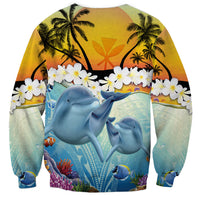Aloha Hawaii Dolphins Sweatshirt Heart Of The Ocean Tropical Summer Vibes LT14 - Polynesian Pride