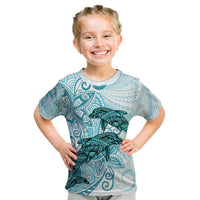 Polynesia Dolphins Kid T Shirt Valentine Day Floral Polynesian - Vintage Dark Cyan LT14 Dark Cyan - Polynesian Pride