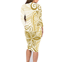 Polynesia Dolphins Family Matching Long Sleeve Bodycon Dress and Hawaiian Shirt Valentine Day Floral Polynesian - Vintage Brown LT14 - Polynesian Pride