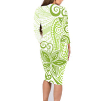 Polynesia Dolphins Family Matching Long Sleeve Bodycon Dress and Hawaiian Shirt Valentine Day Floral Polynesian - Vintage Lime Green LT14 - Polynesian Pride
