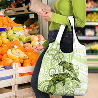 Polynesia Dolphins Grocery Bag Valentine Day Floral Polynesian - Vintage Lime Green