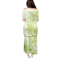 Polynesia Dolphins Puletasi Valentine Day Floral Polynesian - Vintage Lime Green LT14 - Polynesian Pride
