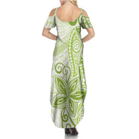 Polynesia Dolphins Summer Maxi Dress Valentine Day Floral Polynesian - Vintage Lime Green LT14 - Polynesian Pride