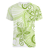 Polynesia Dolphins Women V Neck T Shirt Valentine Day Floral Polynesian - Vintage Lime Green LT14 - Polynesian Pride