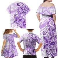 Polynesia Dolphins Family Matching Off Shoulder Maxi Dress and Hawaiian Shirt Valentine Day Floral Polynesian - Vintage Purple LT14 - Polynesian Pride
