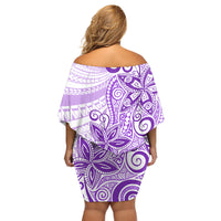 Polynesia Dolphins Family Matching Off Shoulder Short Dress and Hawaiian Shirt Valentine Day Floral Polynesian - Vintage Purple LT14 - Polynesian Pride