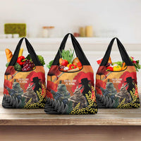 New Zealand and Australia ANZAC Day Grocery Bag Sliver Fern Kakapo With Golden Wattle Kangaroo