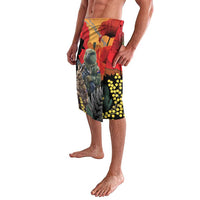 New Zealand and Australia ANZAC Day Lavalava Sliver Fern Kakapo With Golden Wattle Kangaroo