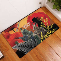 New Zealand and Australia ANZAC Day Rubber Doormat Sliver Fern Kakapo With Golden Wattle Kangaroo