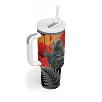 New Zealand and Australia ANZAC Day Tumbler With Handle Sliver Fern Kakapo With Golden Wattle Kangaroo