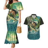 Aotearoa Tangaroa Atua Couples Matching Mermaid Dress and Hawaiian Shirt New Zealand God Of The Ocean
