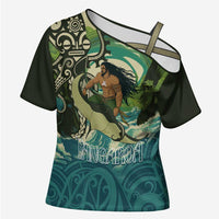 Aotearoa Tangaroa Atua Cross Shoulder Shirt New Zealand God Of The Ocean - Polynesian Pride