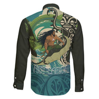 Aotearoa Tangaroa Atua Family Matching Off Shoulder Maxi Dress and Hawaiian Shirt New Zealand God Of The Ocean