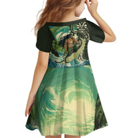Aotearoa Tangaroa Atua Kid Short Sleeve Dress New Zealand God Of The Ocean