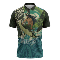 Aotearoa Tangaroa Atua Zipper Polo Shirt New Zealand God Of The Ocean - Polynesian Pride