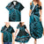 New Zealand Lizard Family Matching Summer Maxi Dress and Hawaiian Shirt Silver Fern Aotearoa Maori Blue Version