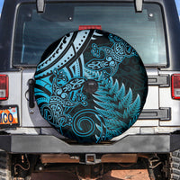 New Zealand Lizard Spare Tire Cover Silver Fern Aotearoa Maori Blue Version LT14 Blue - Polynesian Pride