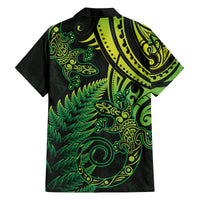 New Zealand Lizard Family Matching Puletasi and Hawaiian Shirt Silver Fern Aotearoa Maori Green Version