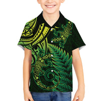 New Zealand Lizard Hawaiian Shirt Silver Fern Aotearoa Maori Green Version