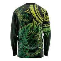 New Zealand Lizard Long Sleeve Shirt Silver Fern Aotearoa Maori Green Version LT14 - Polynesian Pride
