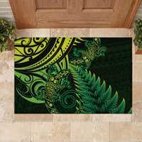 New Zealand Lizard Rubber Doormat Silver Fern Aotearoa Maori Green Version