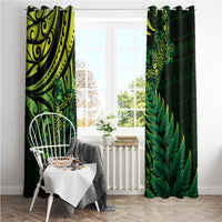 New Zealand Lizard Window Curtain Silver Fern Aotearoa Maori Green Version