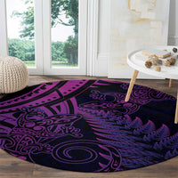 New Zealand Lizard Round Carpet Silver Fern Aotearoa Maori Purple Version