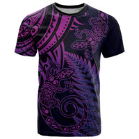 New Zealand Lizard T Shirt Silver Fern Aotearoa Maori Purple Version LT14 Purple - Polynesian Pride