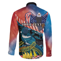 Personalised United States And New Zealand Family Matching Off Shoulder Short Dress and Hawaiian Shirt USA Eagle With Kowhai Aotearoa Tui Bird LT14 - Polynesian Pride