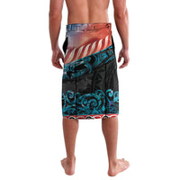 Personalised United States And New Zealand Lavalava USA Eagle With Kowhai Aotearoa Tui Bird